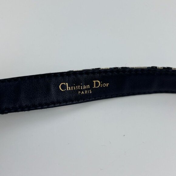 Christian Dior Trotter Belt 75 Leather Canvas Navy Vintage main image 9